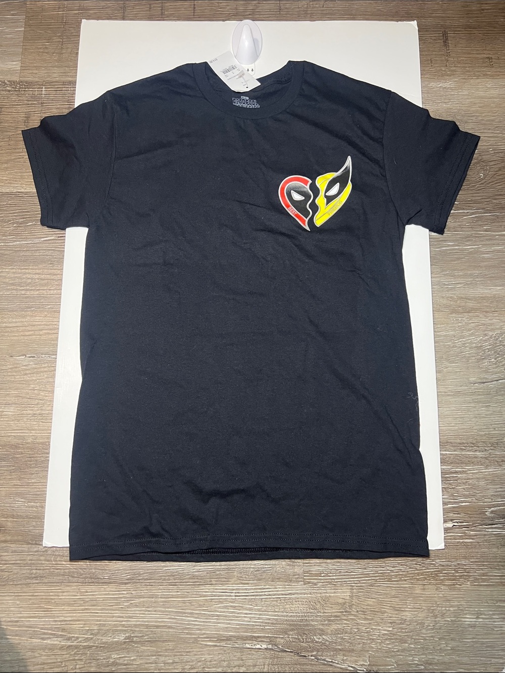 Deadpool Wolverine Black Graphic Short-Sleeve Men's T‑Shirt with Heart Mask  SM